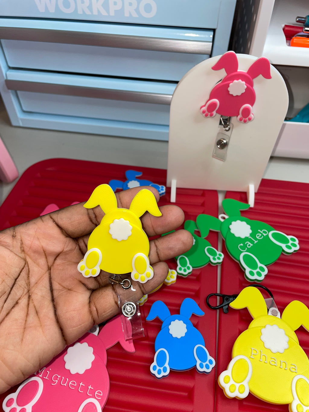Bunny butt reel badge holder