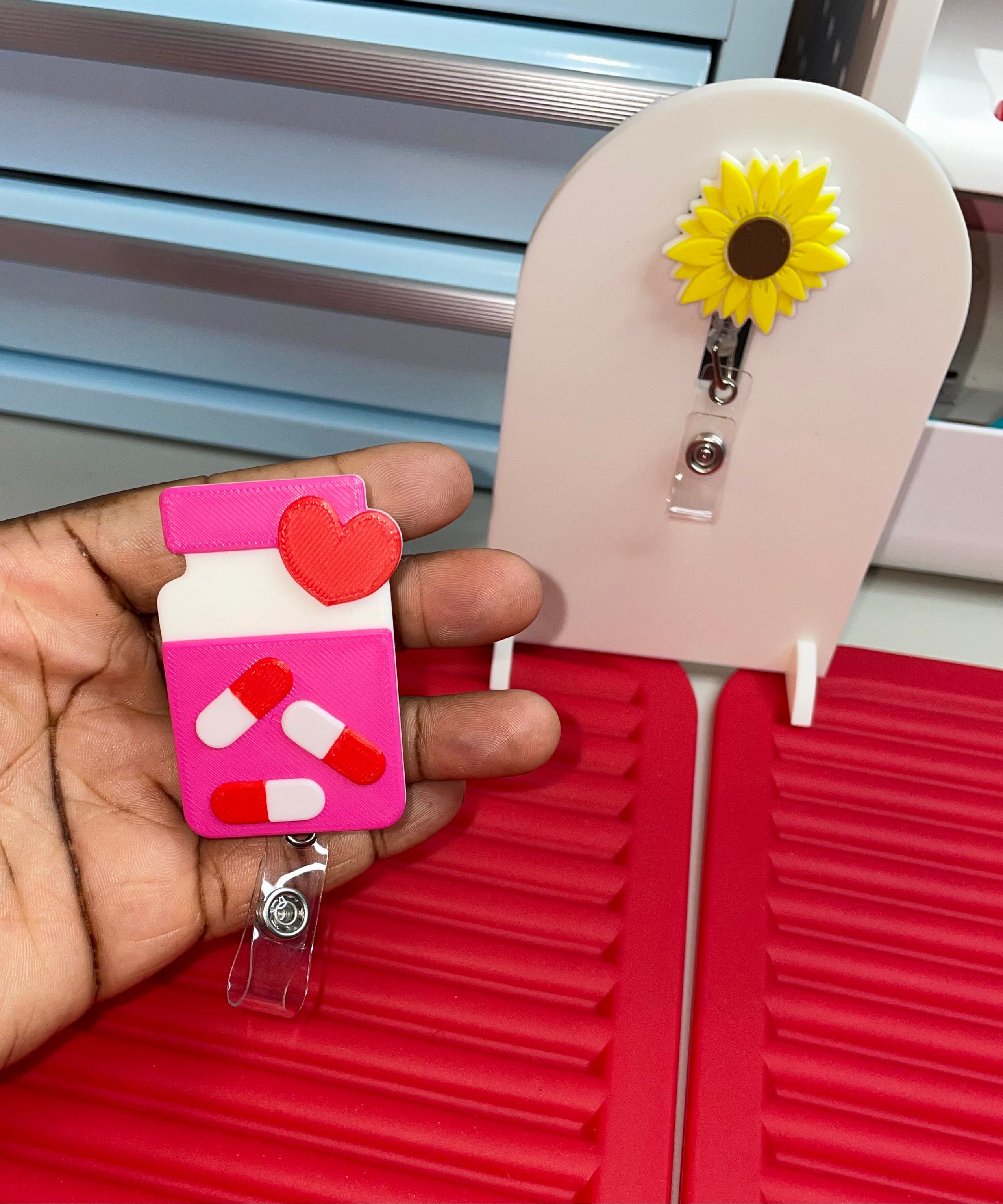 Pill bottle reel badge holder