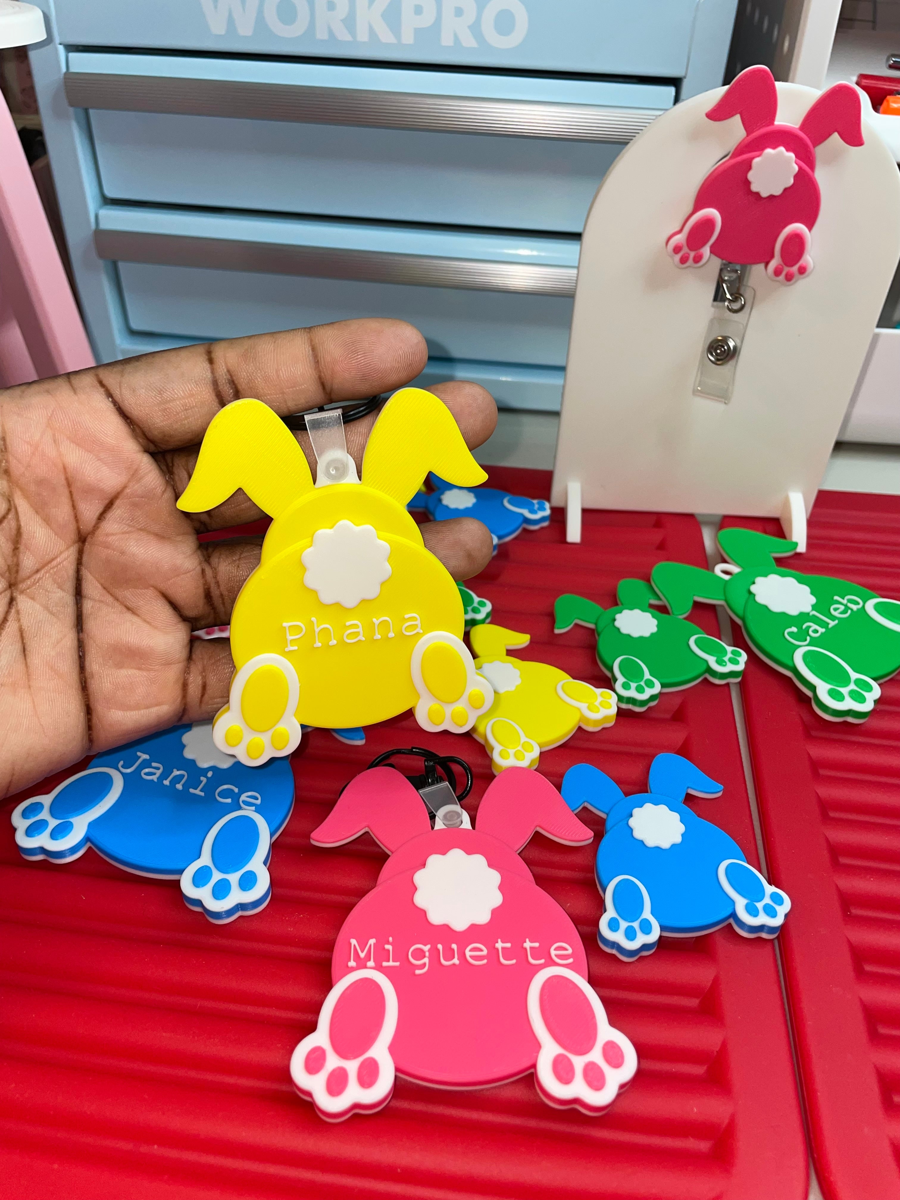 Bunny butt name tag