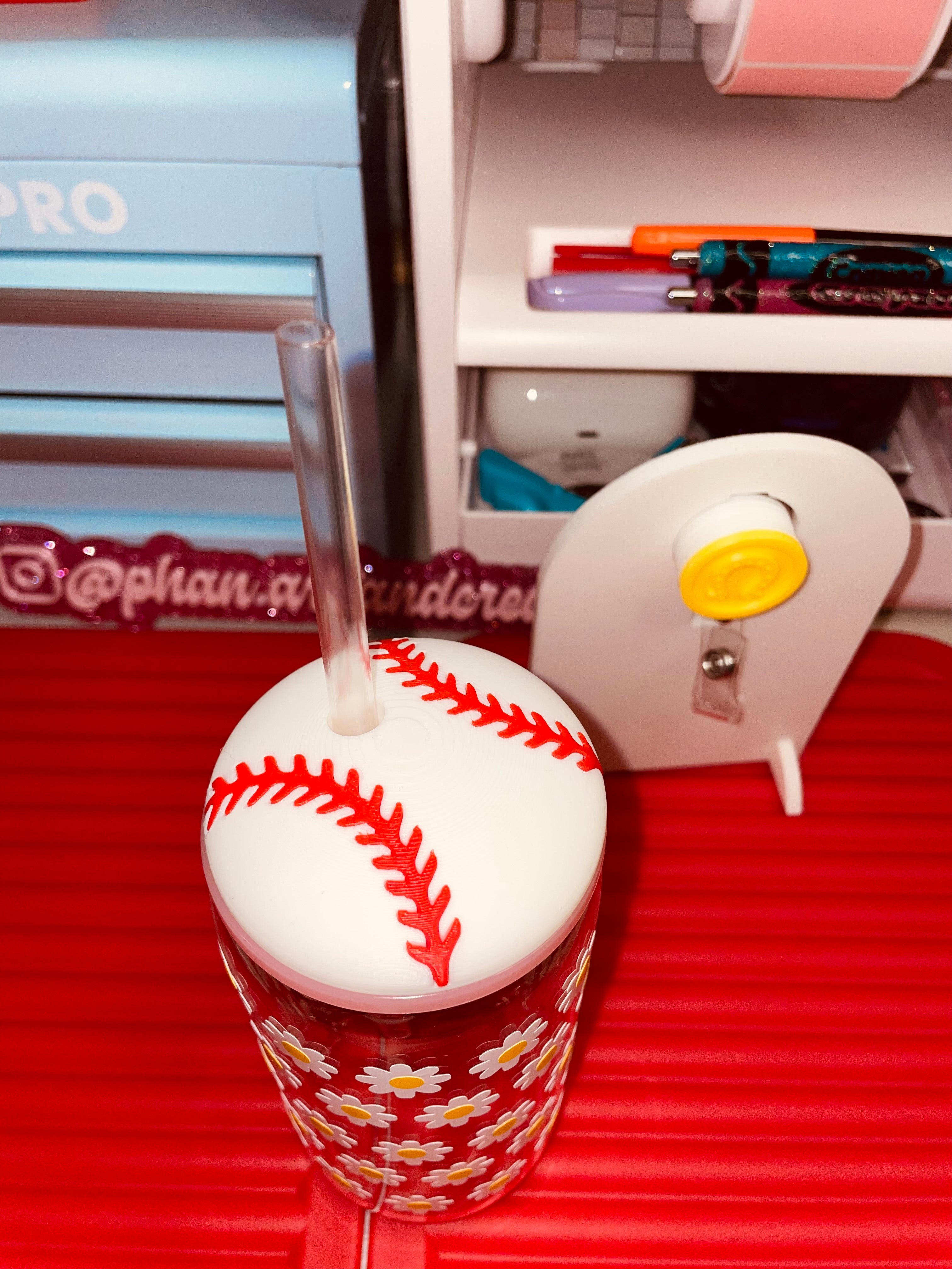 16oz Baseball lid topper