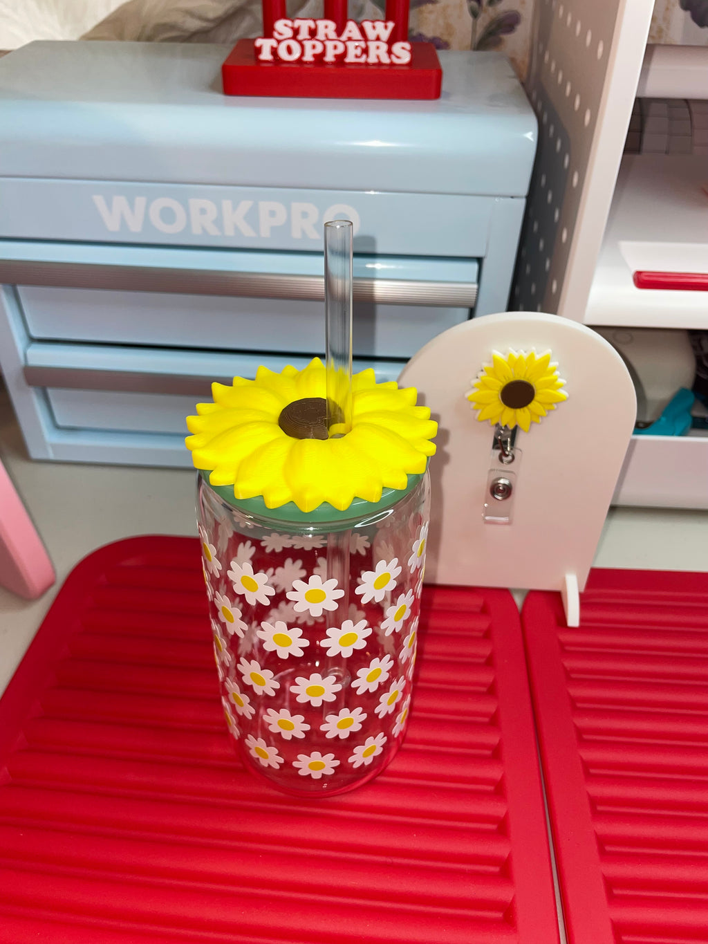 16oz sunflower lid topper