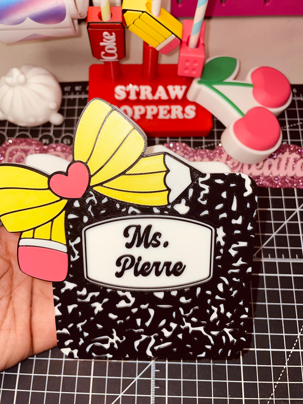 Pencil bow personalized composition pen/pencil holder