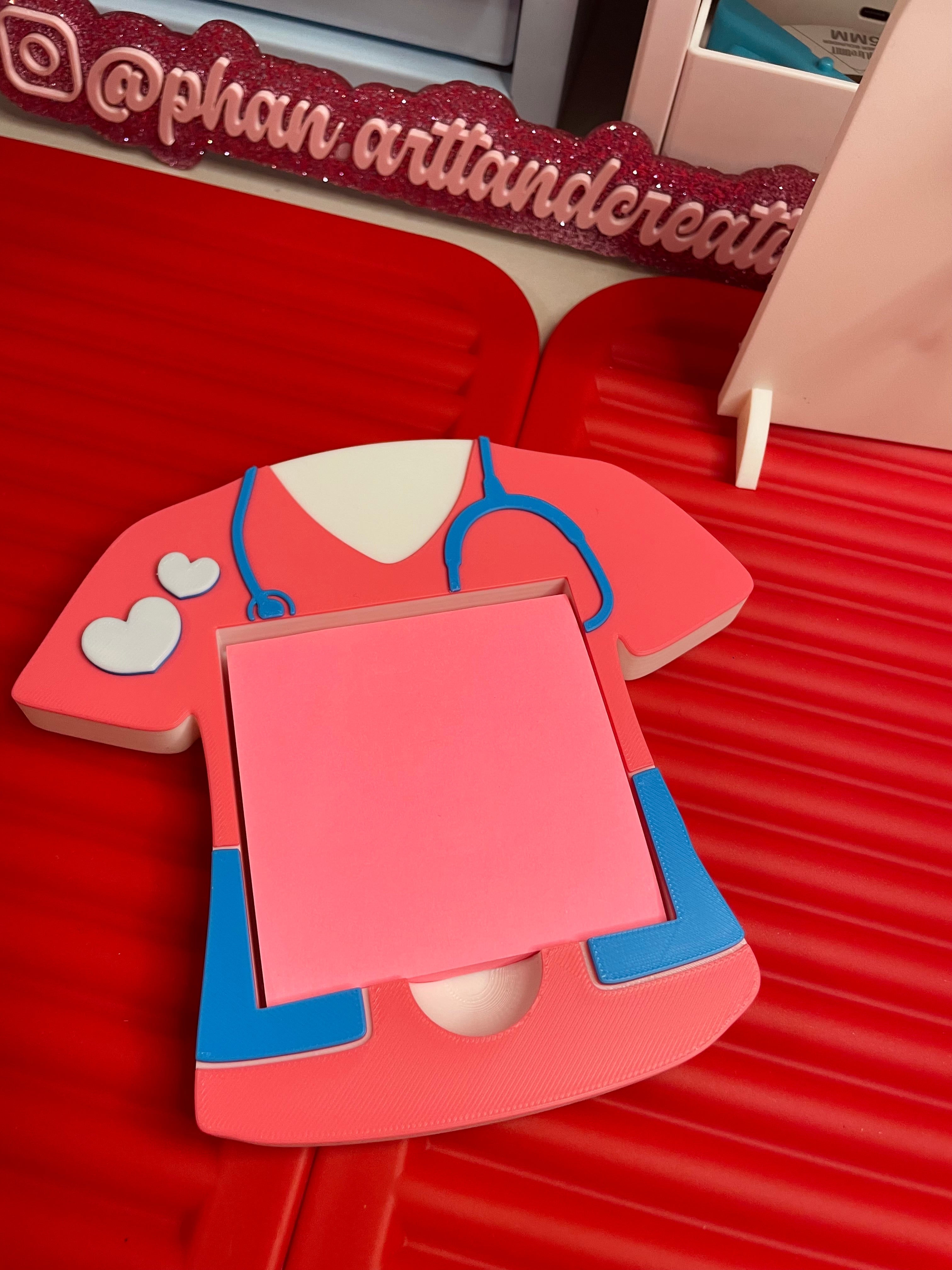 Scrub top sticky note holder