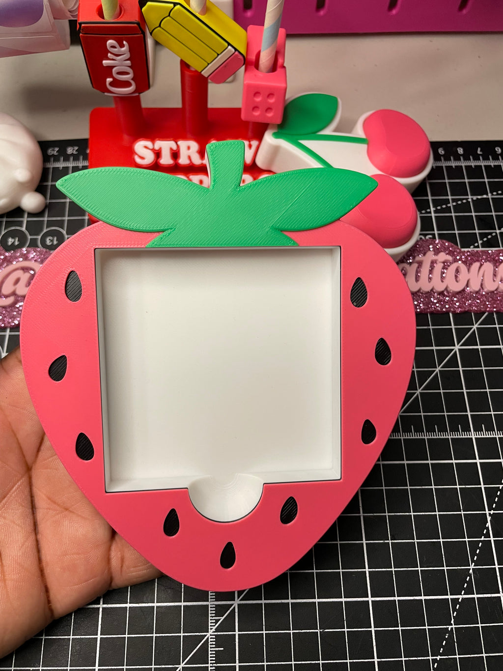 Strawberry sticky note holder