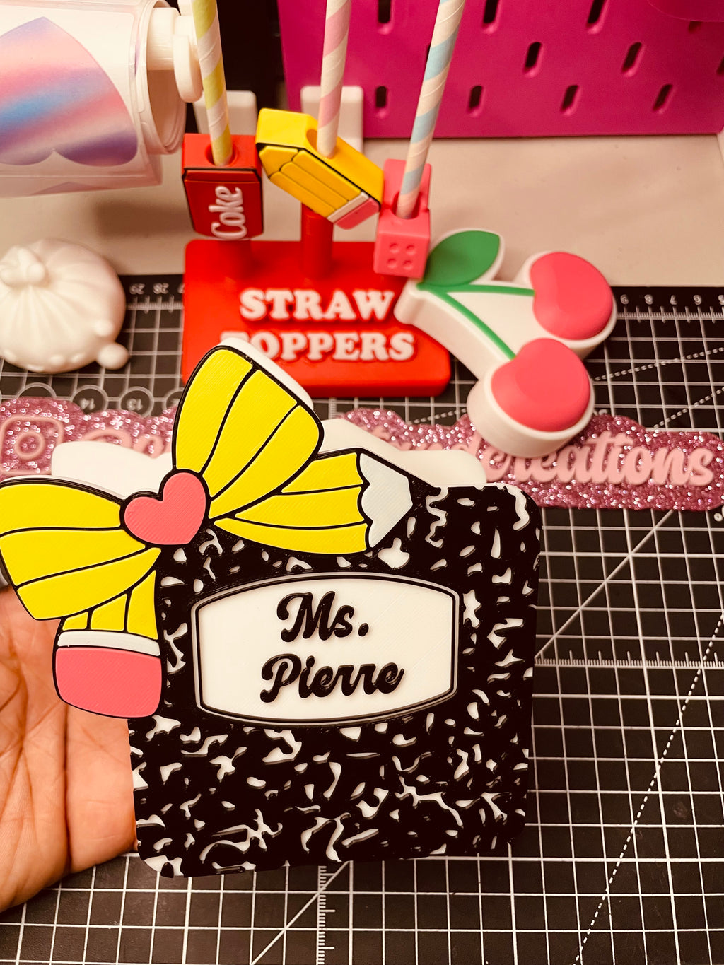 Pencil bow personalized composition pen/pencil holder