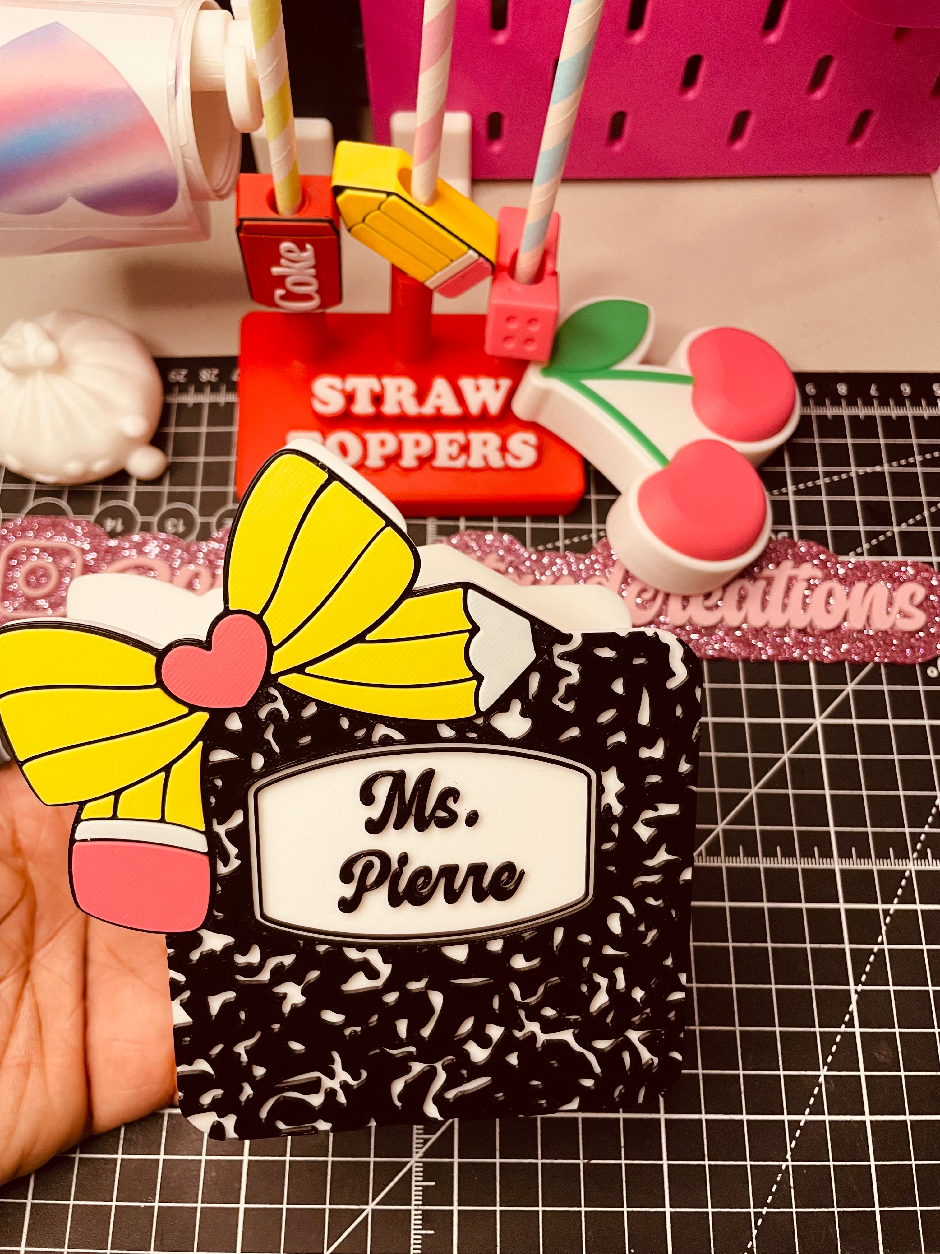 Pencil bow personalized composition pen/pencil holder