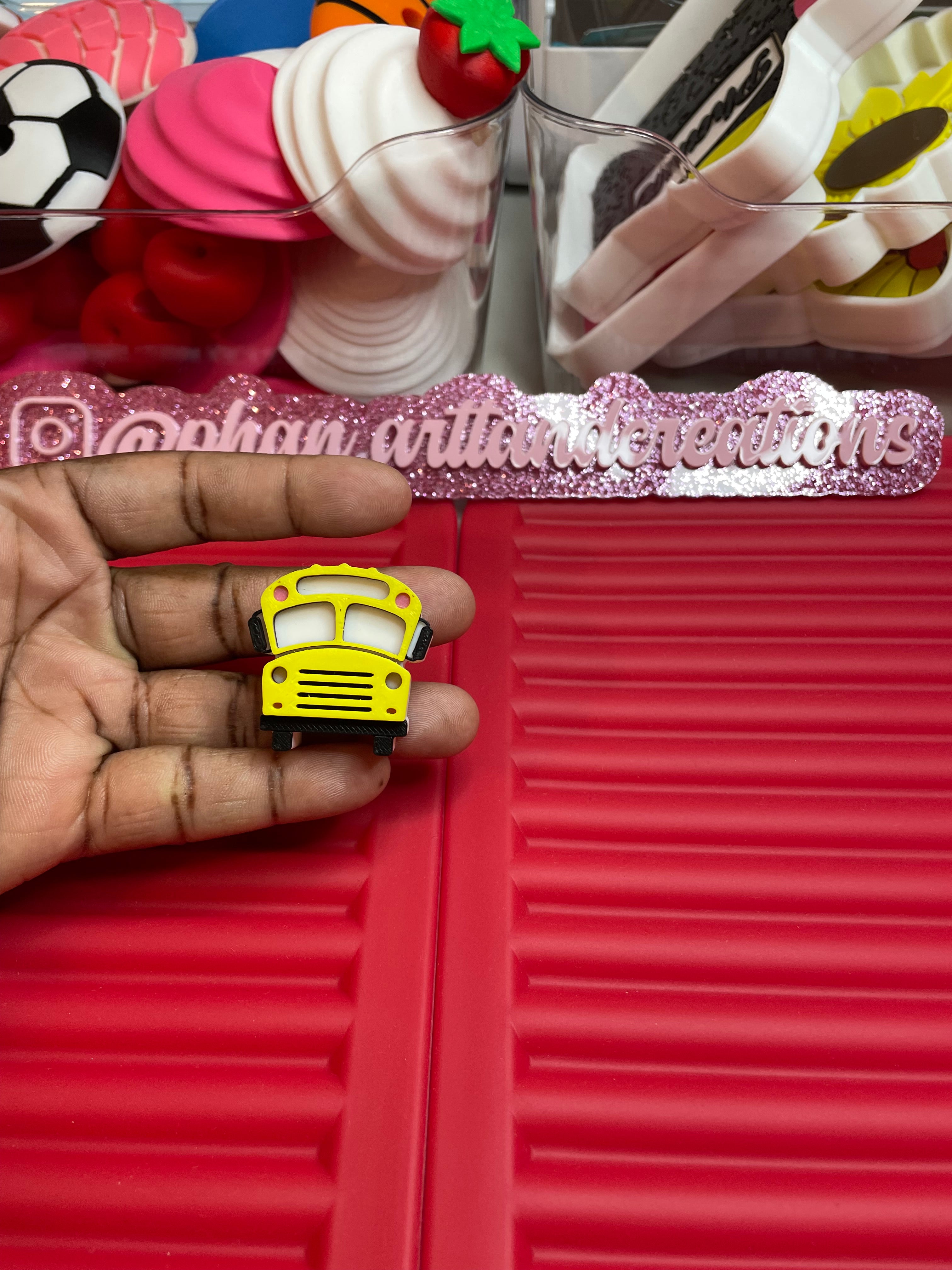 School bus straw topper