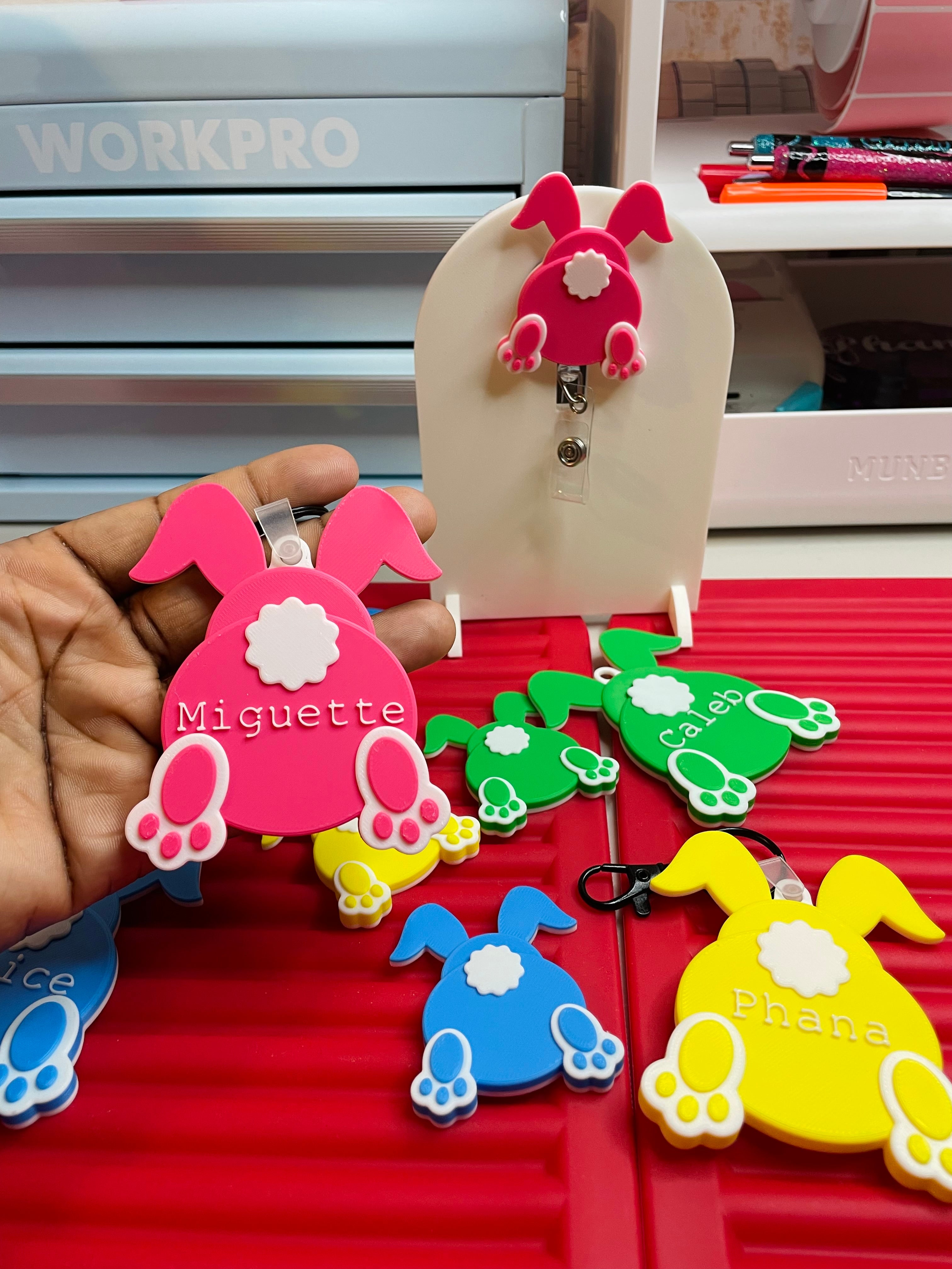 Bunny butt name tag