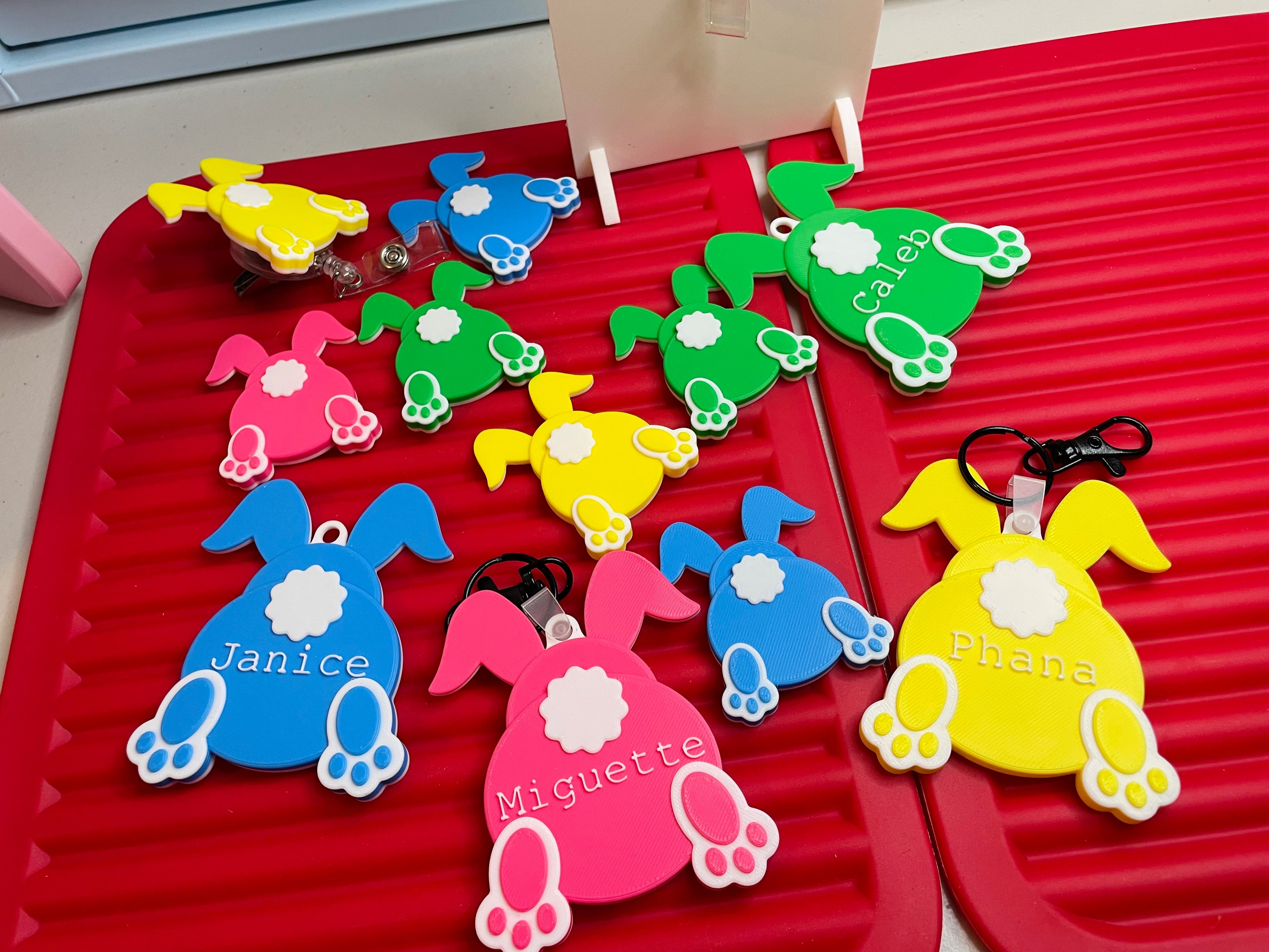 Bunny butt name tag