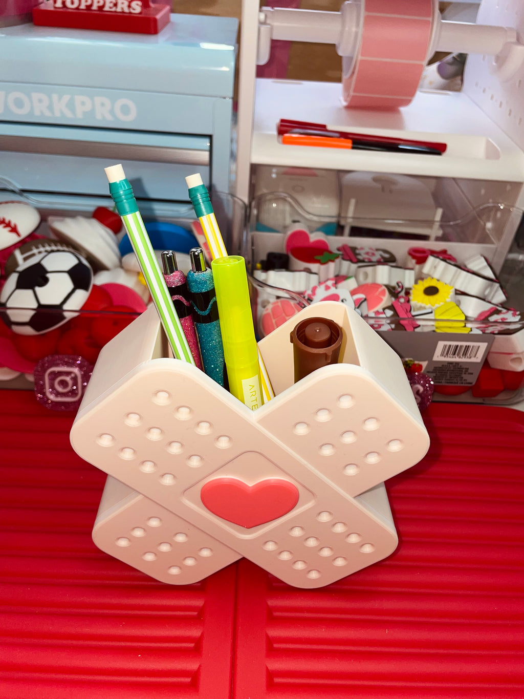 Heart bandage pen/pencil holder