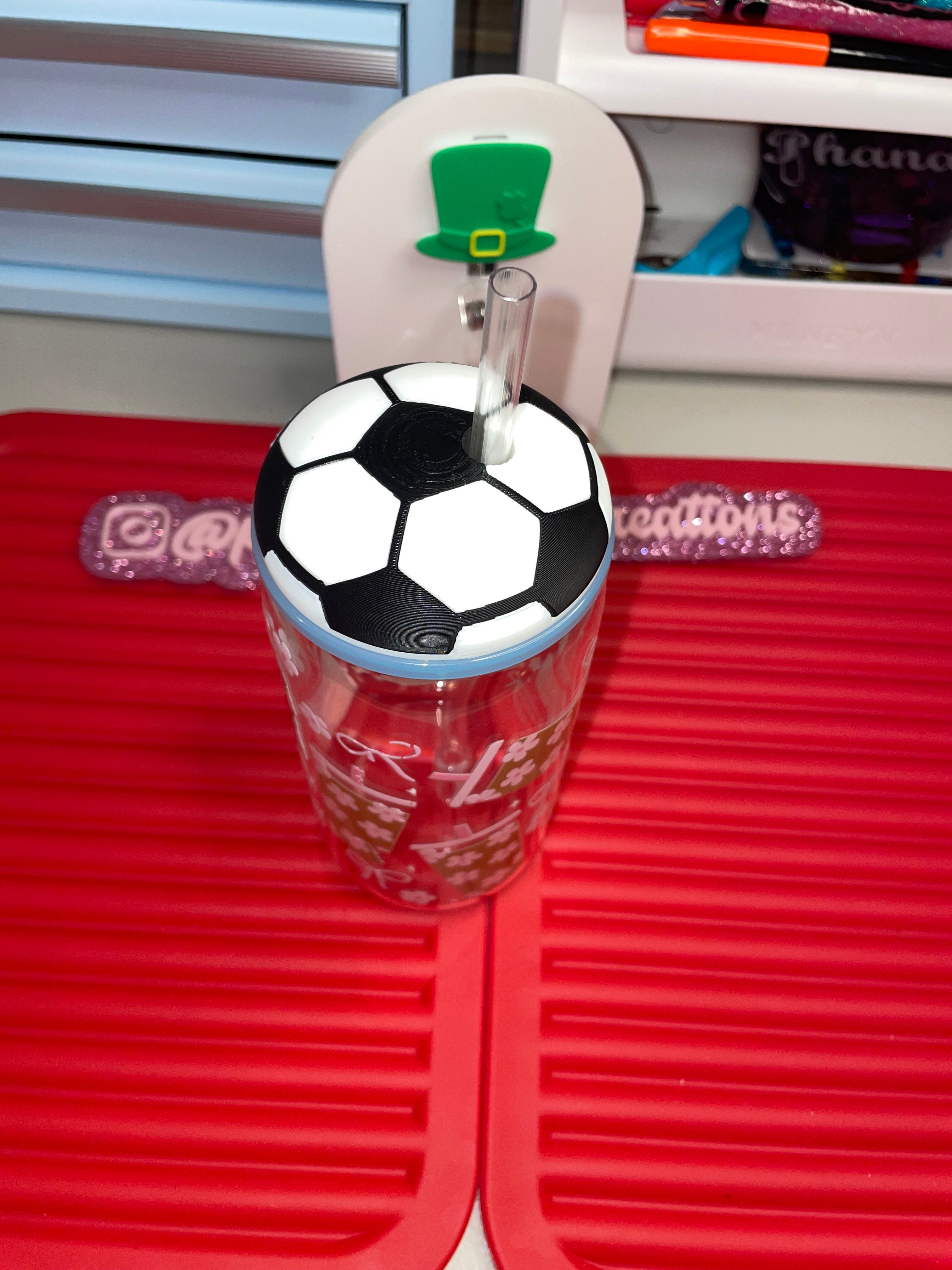 16oz soccer ball lid topper