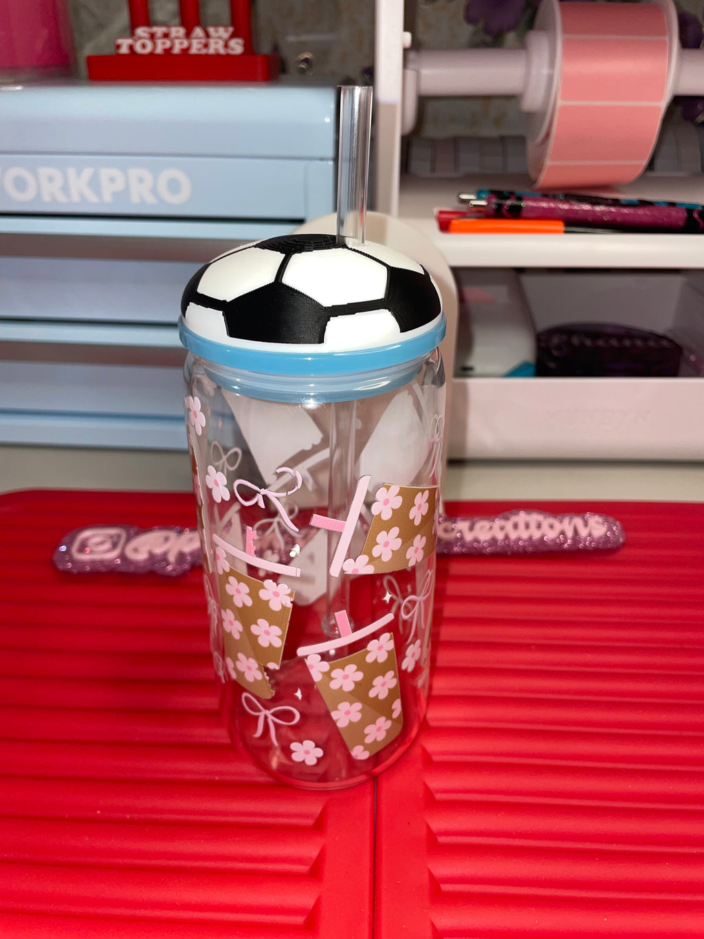 16oz soccer ball lid topper