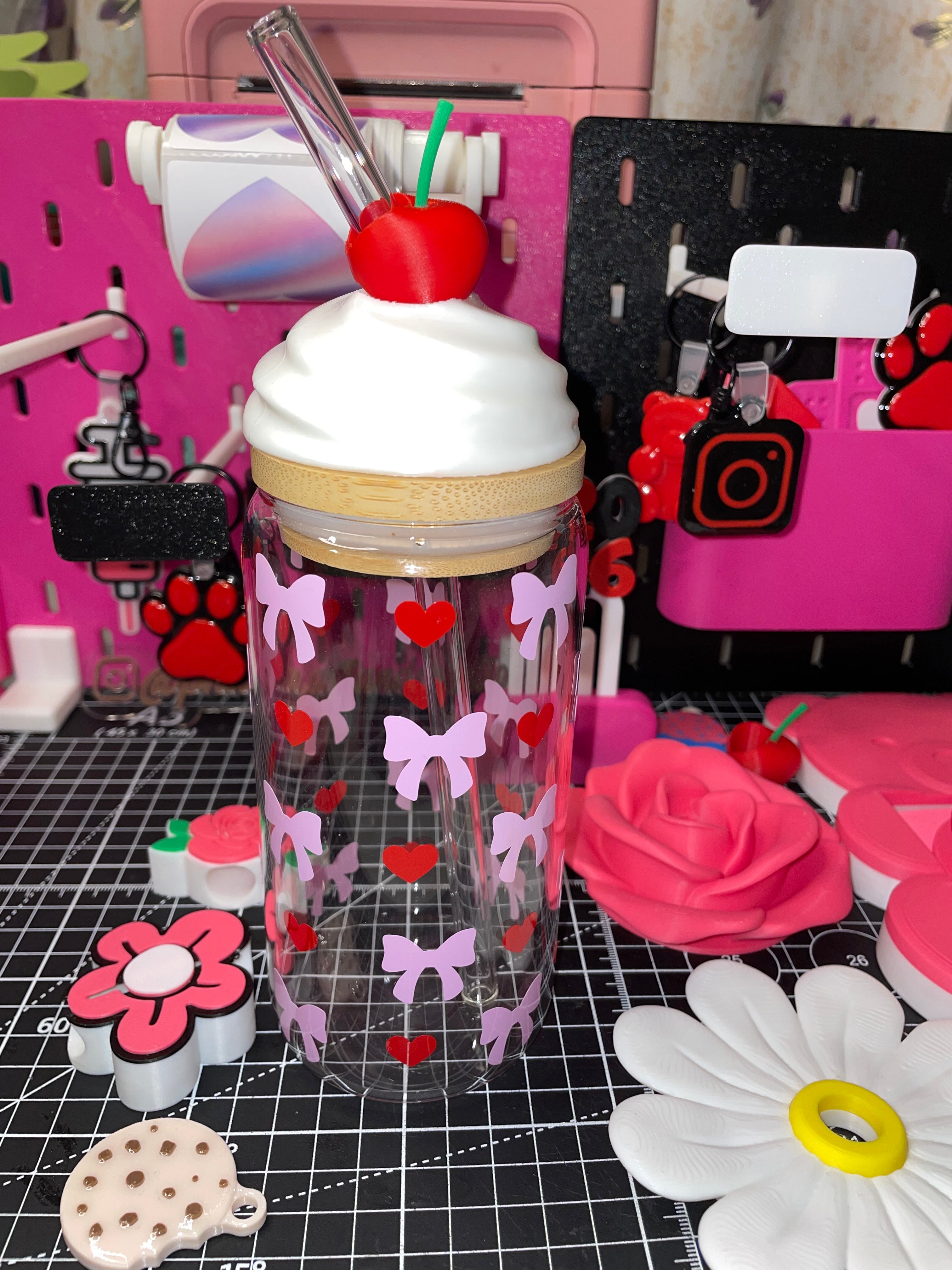 16oz cherry whip cream lid topper