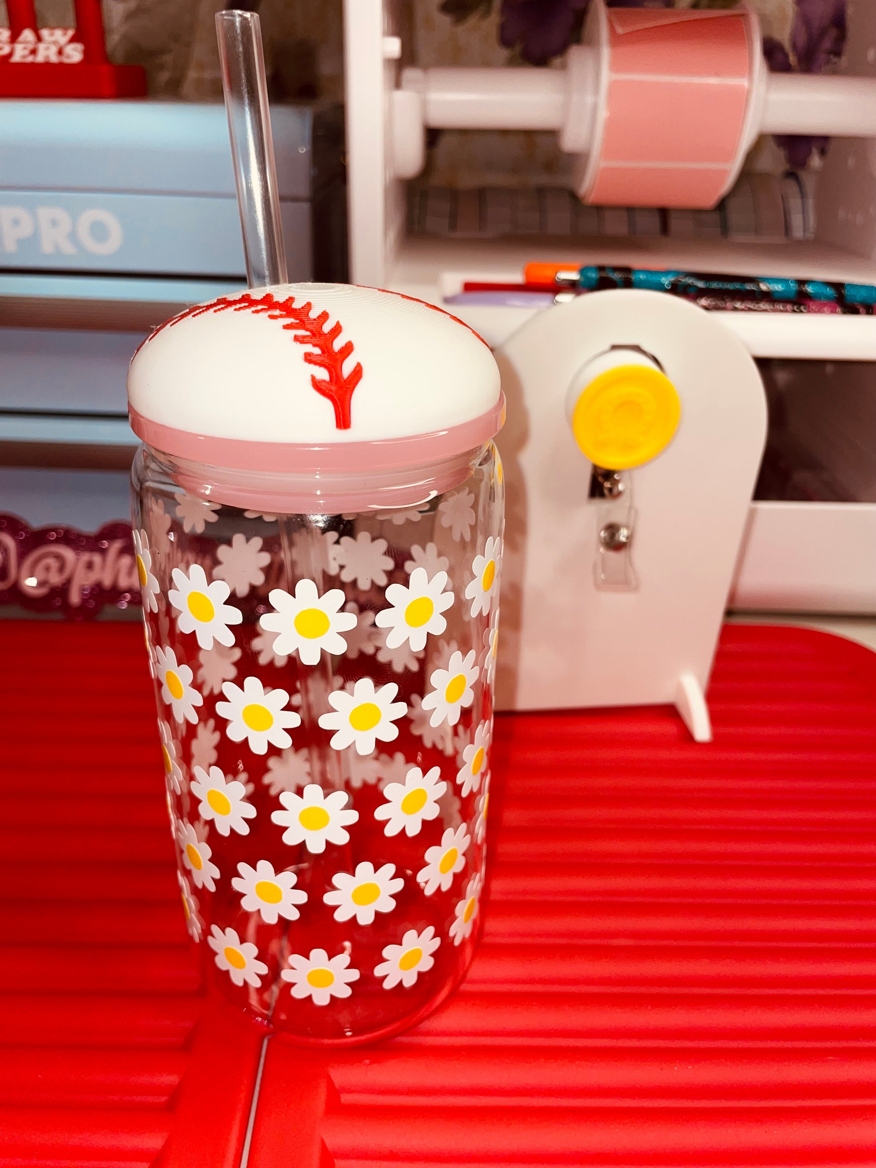 16oz Baseball lid topper