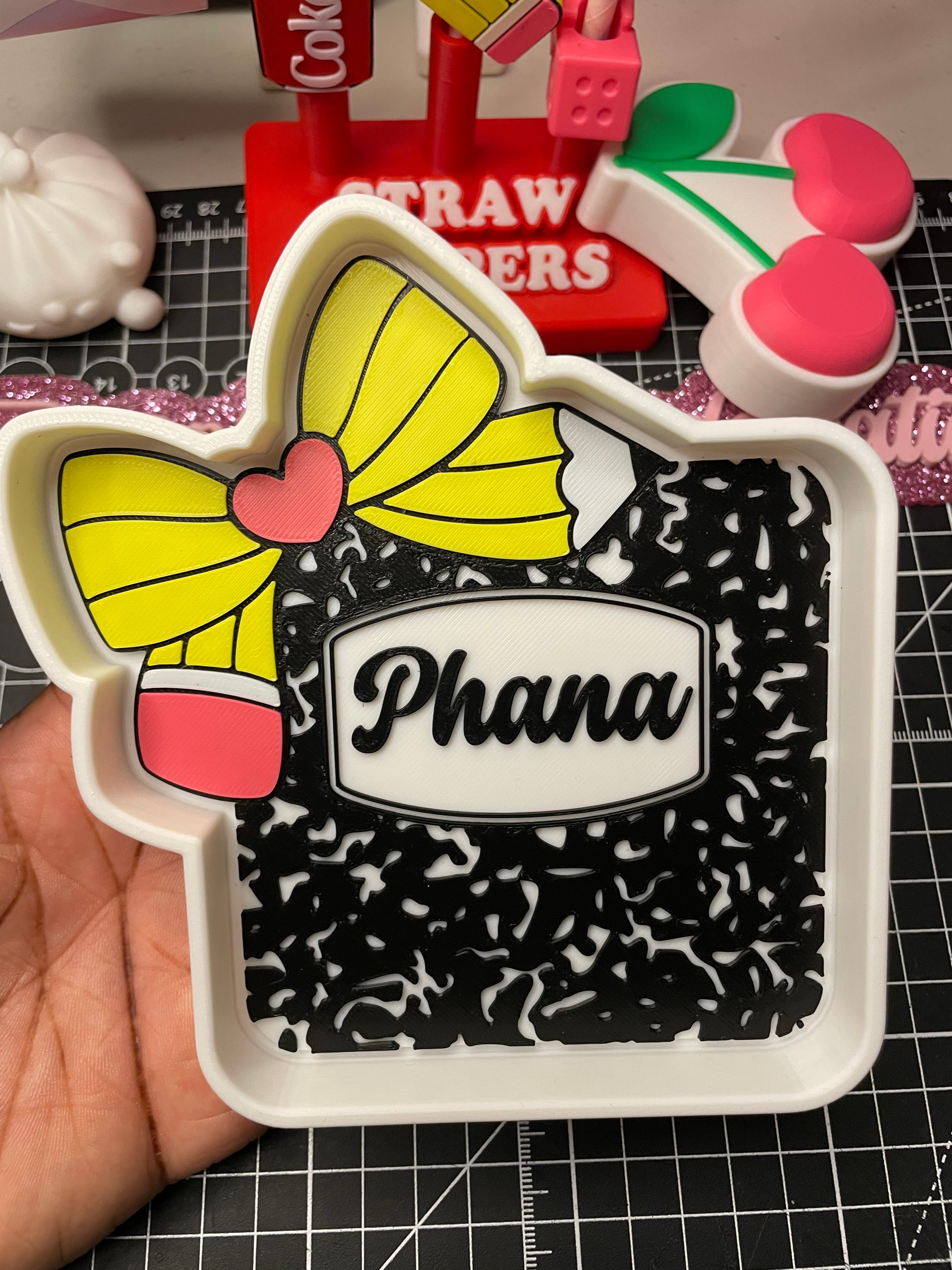 Pencil bow personalized Composition tray