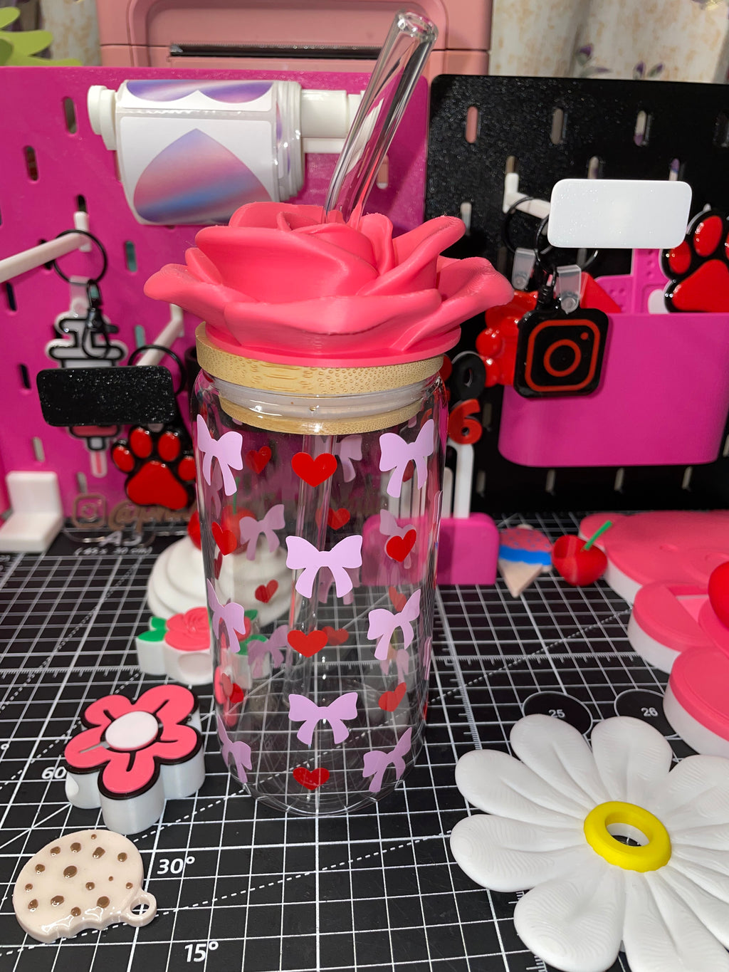 16oz rose lid topper