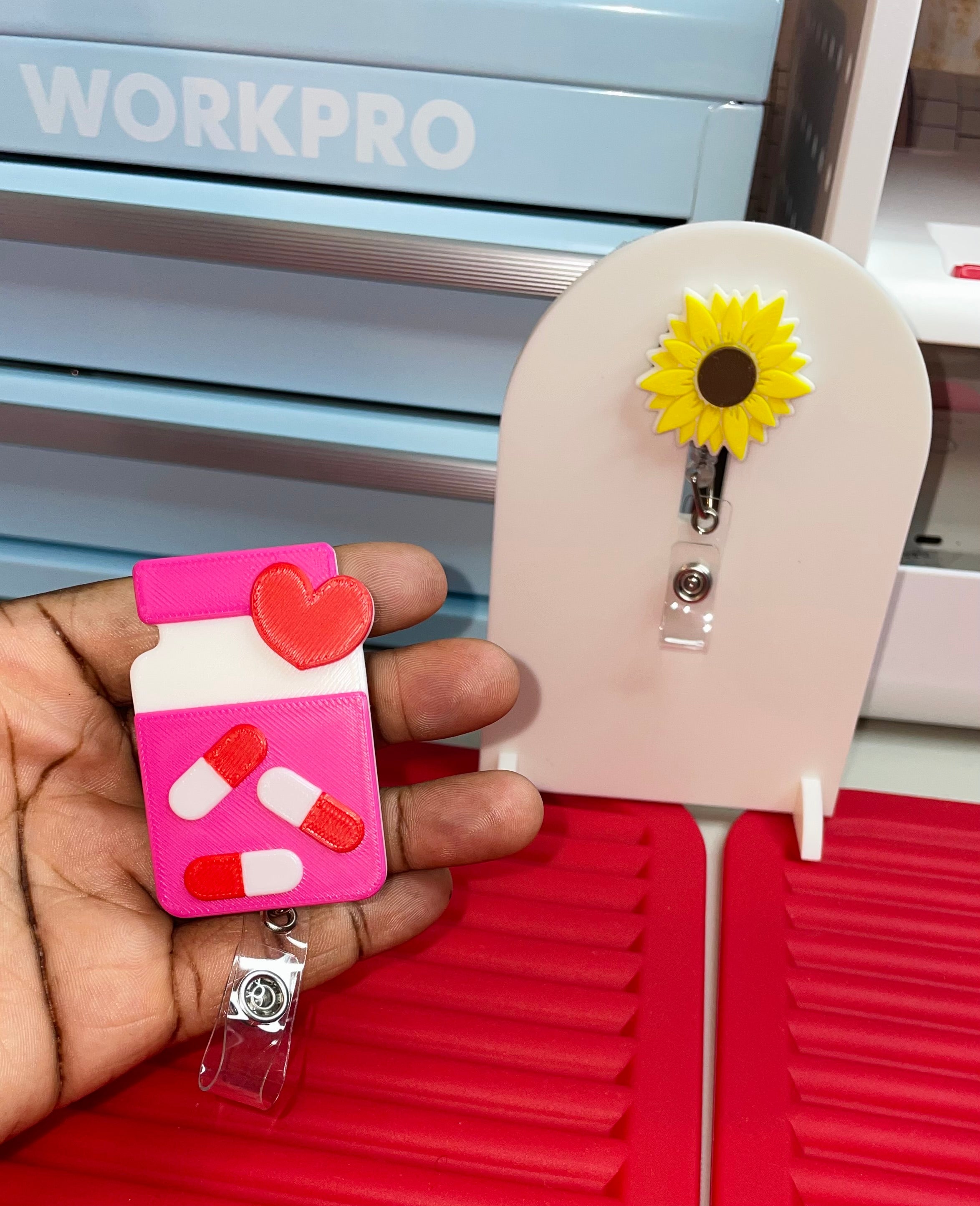 Pill bottle reel badge holder